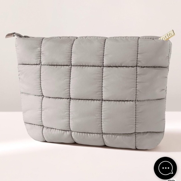 NWT Tarte Cosmetics Puffy Makeup Bag in Slate Grey - Picture 1 of 5